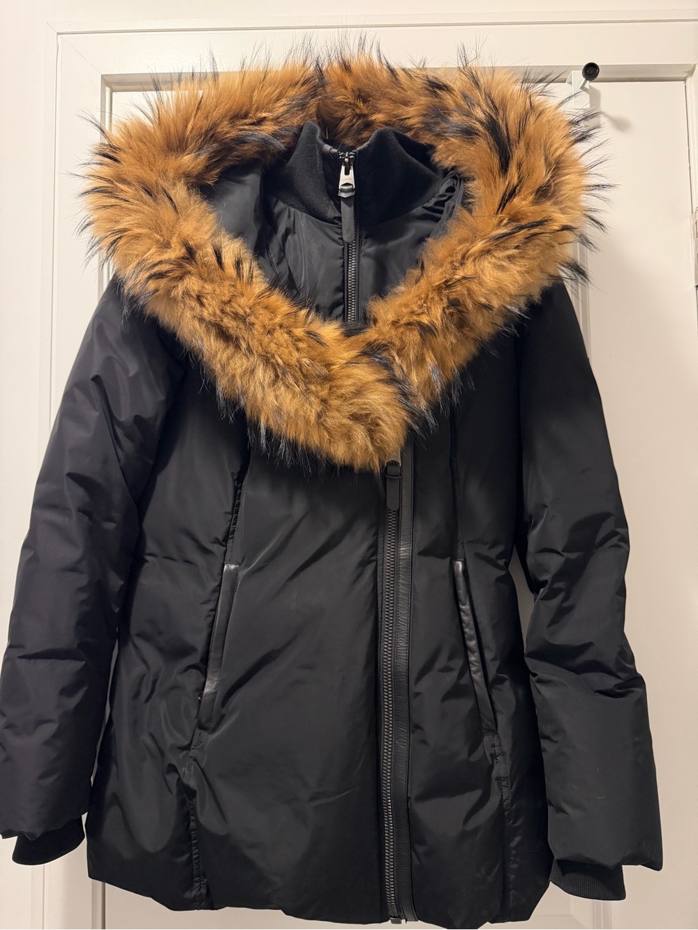 Mackage Women's Black Down Coat with Natural Fur Hood - Picture 4 of 9